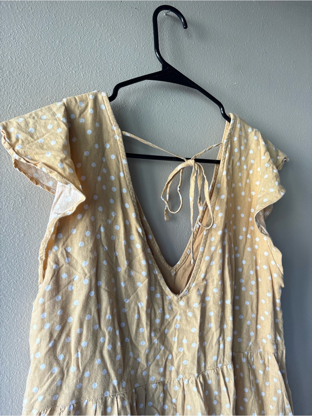 Abercrombie &‎ Fitch Linen Blend Swiss Dot Open Back Mini Dress Cream Boho - Picture 4 of 10